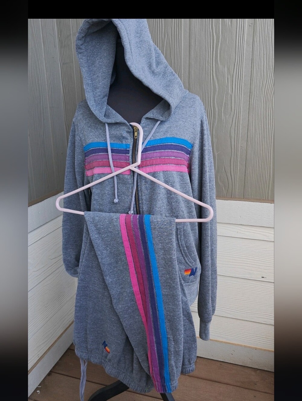 Aviator Nation Set Size S 5 Stripe Zip-Up Hoodie Size XS Sweatpants Unisex
